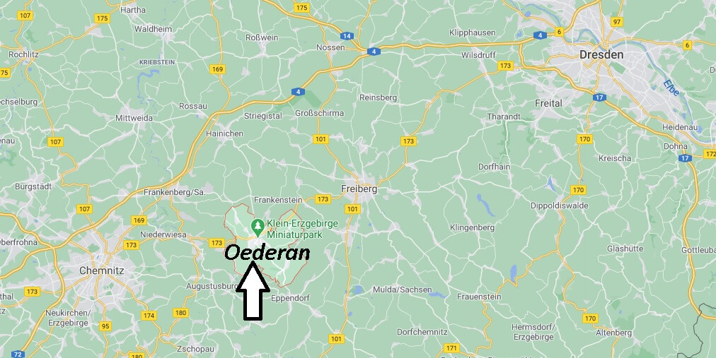 Wo liegt Oederan - Wo ist Oederan (Postleitzahl 09569)