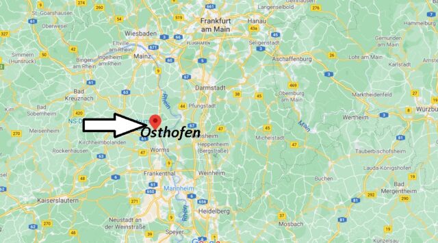 Wo liegt Osthofen - Wo ist Osthofen (Postleitzahl 67574)